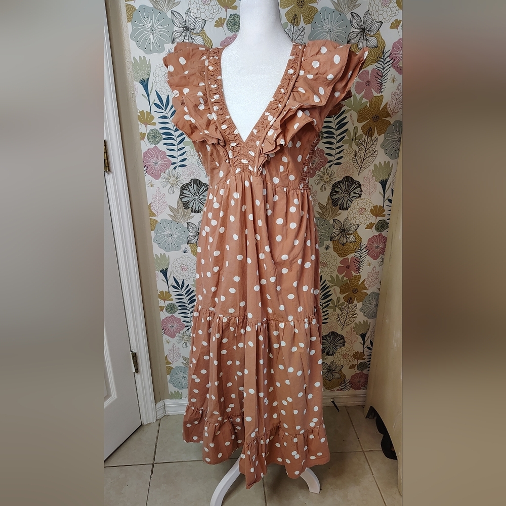 Roller Rabbit Polka Dot Ruffle 100%cotton Dress Women's Size S - Picture 3 of 8